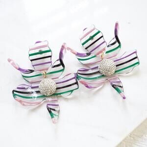Lele Sadoughi Crystal Lily Earrings Lilac Sunset